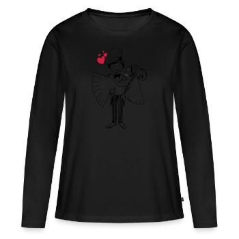 Dessin animé mariée coeur marié mariée marié mariage mariage - T-shirt manches longues Premium bio Femme - noir - Devant - Julia (174cm)