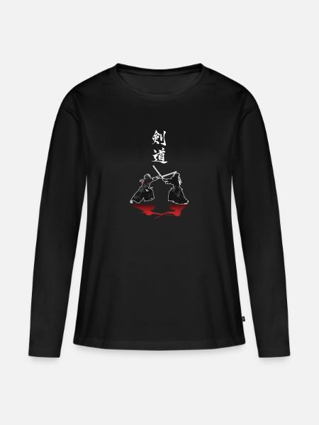 Kendo - Frauen Premium Bio Langarmshirt - Schwarz