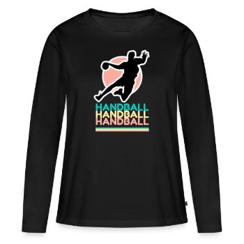 Handball, handball, handball - T-shirt manches longues Premium bio Femme - noir - Devant - Julia (174cm)