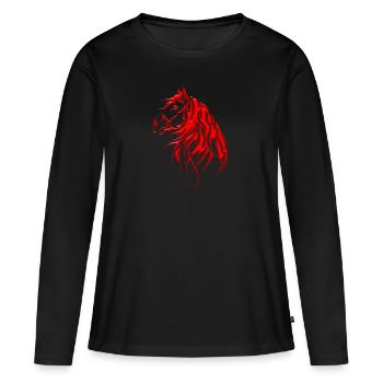 Horse - cheval - animal de course - T-shirt manches longues Premium bio Femme - noir - Devant - Julia (174cm)