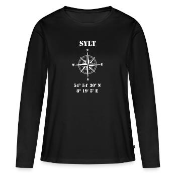 Sylt - T-shirt manches longues Premium bio Femme - noir - Devant - Julia (174cm)