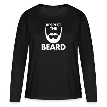 Respekt der Bart - Bärte - Frauen Premium Bio Langarmshirt - Schwarz - Vorne - Julia (174cm)