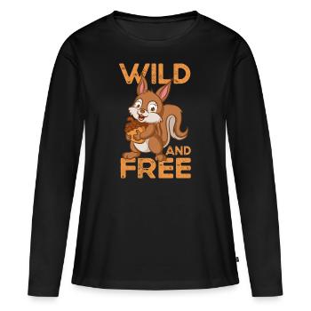 Écureuil écureuil écureuil-amant-S - T-shirt manches longues Premium bio Femme - noir - Devant - Julia (174cm)