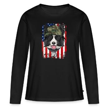 BORDER COLLIE - T-shirt manches longues Premium bio Femme - noir - Devant - Julia (174cm)