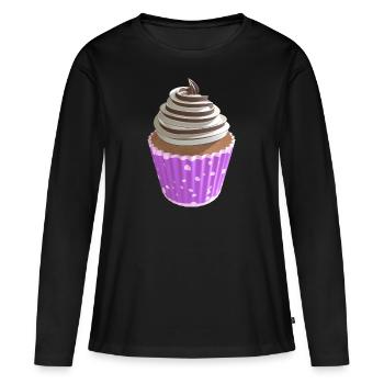 Cupcake Vanille et Chocolat - T-shirt manches longues Premium bio Femme - noir - Devant - Julia (174cm)