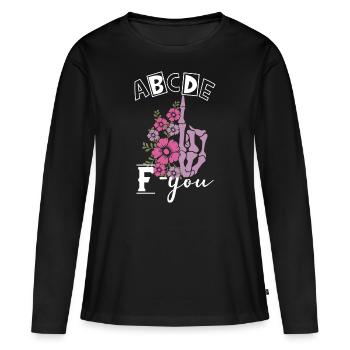 ABCDEFyou Alphabet Finger Evil Middle Finger - T-shirt manches longues Premium bio Femme - noir - Devant - Julia (174cm)