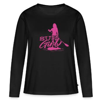 Sup Girl Stand Up Paddling Sup Frauen SUP Kleidung - Frauen Premium Bio Langarmshirt - Schwarz - Vorne - Julia (174cm)