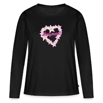 herzmadl,madl,herz,edelweiß,volksfest - Frauen Premium Bio Langarmshirt - Schwarz - Vorne - Julia (174cm)