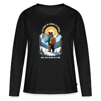 L’ours cherche le printemps - T-shirt manches longues Premium bio Femme - noir - Devant - Julia (174cm)