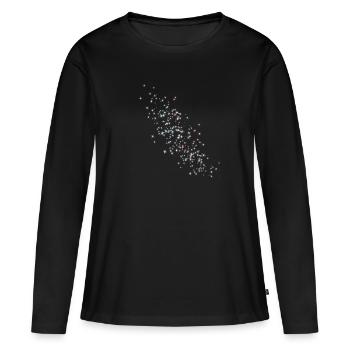 Sterne,stern, bunte Sterne,weisse sterne - Frauen Premium Bio Langarmshirt - Schwarz - Vorne - Julia (174cm)