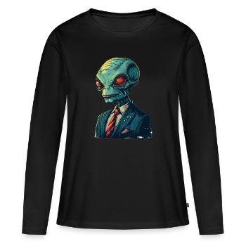 Alien in a suit - Women's Premium Organic Long Sleeve Shirt - black - Front - Julia (174cm)