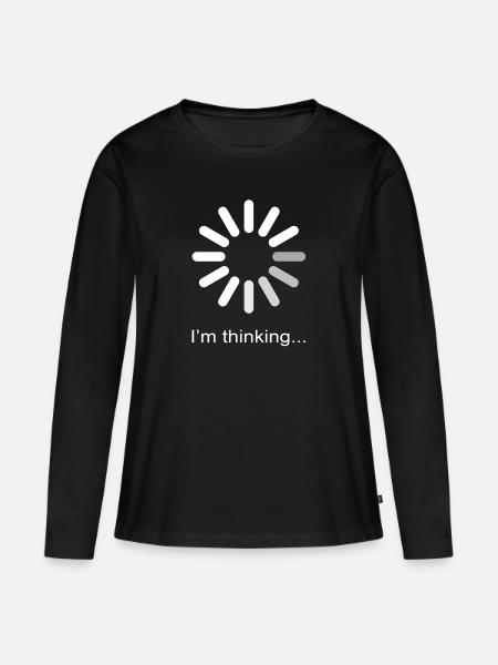 I'm thinking (Ich denke...) weiss IT Geek T-Shirt - Frauen Premium Bio Langarmshirt - Schwarz