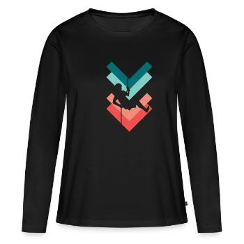 Boulderer - Frauen Premium Bio Langarmshirt - Schwarz - Vorne - Julia (174cm)