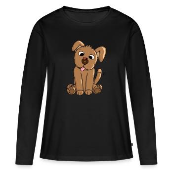 Un chiot se lie d’amitié avec une coccinelle - T-shirt manches longues Premium bio Femme - noir - Devant - Julia (174cm)