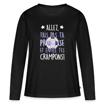 spécial Footballeuses - T-shirt manches longues Premium bio Femme - noir - Devant - Julia (174cm)