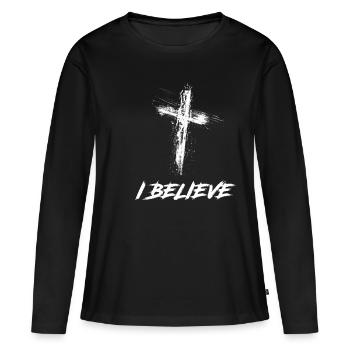 Jésus, Christ, Dieu, foi, église, chrétien - T-shirt manches longues Premium bio Femme - noir - Devant - Julia (174cm)