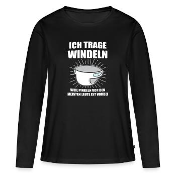 ABDL Windel Adult Baby Geschenk - Frauen Premium Bio Langarmshirt - Schwarz - Vorne - Julia (174cm)