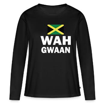 Wah Gwaan Slang Design Jamaica Jamaican Parade - T-shirt manches longues Premium bio Femme - noir - Devant - Julia (174cm)