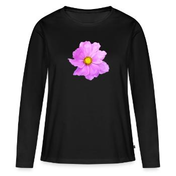 Fleur, floral, fleurs, fleur - T-shirt manches longues Premium bio Femme - noir - Devant - Julia (174cm)