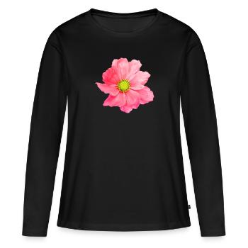 Fleur, floral, fleurs, fleur - T-shirt manches longues Premium bio Femme - noir - Devant - Julia (174cm)