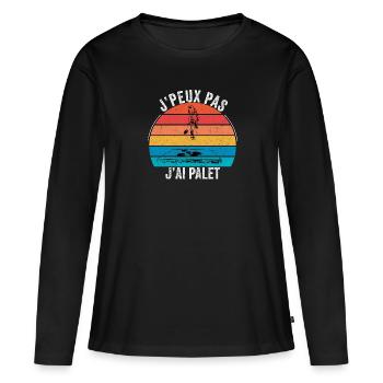 je peux pas j'ai palet idée cadeau palet rétro - T-shirt manches longues Premium bio Femme - noir - Devant - Julia (174cm)