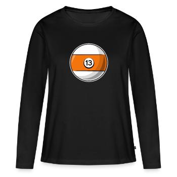 Billardkugel 13 orange Billard dreizehn - Frauen Premium Bio Langarmshirt - Schwarz - Vorne - Julia (174cm)