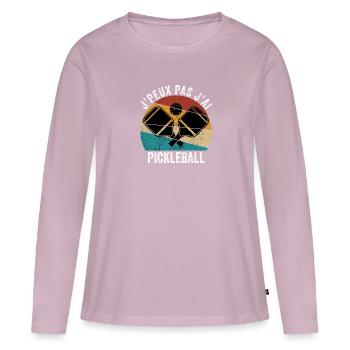 je peux pas j'ai pickleball - T-shirt manches longues Premium bio Femme - rose poudré - Devant - Julia (174cm)