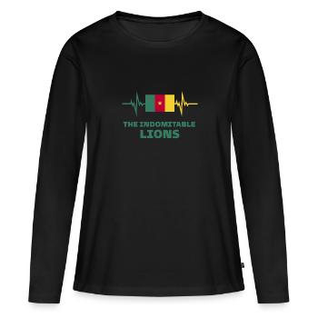 Cameroun Football 2022 battement de cœur Cameroun - T-shirt manches longues Premium bio Femme - noir - Devant - Julia (174cm)