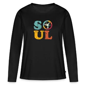 Âme Rétro - T-shirt manches longues Premium bio Femme - noir - Devant - Julia (174cm)