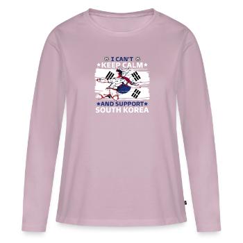 rester calme et soutenir la corée du sud - T-shirt manches longues Premium bio Femme - rose poudré - Devant - Julia (174cm)