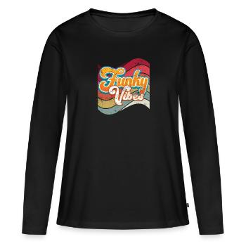 Ambiance funky - T-shirt manches longues Premium bio Femme - noir - Devant - Julia (174cm)