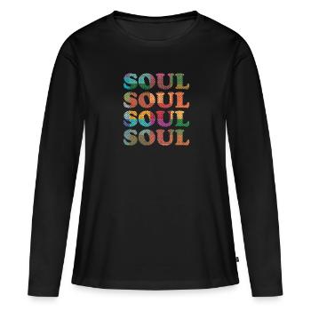 Soul Musik Retro - Frauen Premium Bio Langarmshirt - Schwarz - Vorne - Julia (174cm)