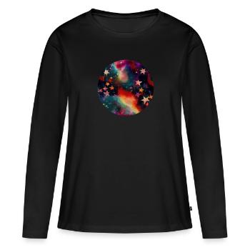 Univers Galaxy Stars - T-shirt manches longues Premium bio Femme - noir - Devant - Julia (174cm)