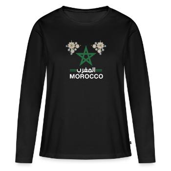 Maroc - T-shirt manches longues Premium bio Femme - noir - Devant - Julia (174cm)