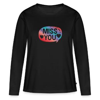 Tu me manque - T-shirt manches longues Premium bio Femme - noir - Devant - Julia (174cm)