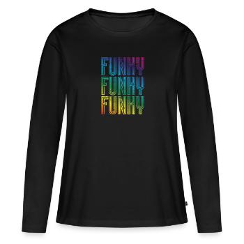 Funky Vintage - T-shirt manches longues Premium bio Femme - noir - Devant - Julia (174cm)