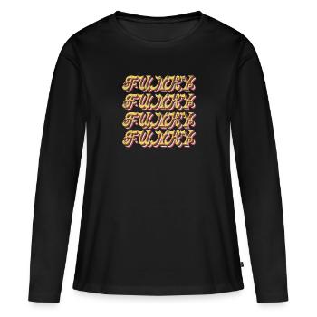 Funky Vintage - T-shirt manches longues Premium bio Femme - noir - Devant - Julia (174cm)