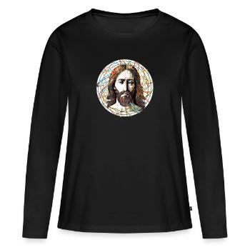 Dessin de Jésus-Christ - T-shirt manches longues Premium bio Femme - noir - Devant - Julia (174cm)
