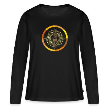 Afro Frisur Kammhaar Kultur Afrikanische Geschicht - Frauen Premium Bio Langarmshirt - Schwarz - Vorne - Julia (174cm)