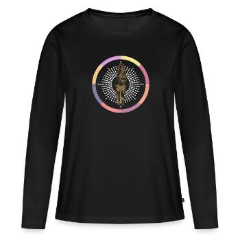 Afro Frisur Kammhaar Kultur Afrikanische Geschicht - Frauen Premium Bio Langarmshirt - Schwarz - Vorne - Julia (174cm)