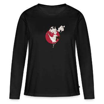 Art du Japon - Art Japonais - T-shirt manches longues Premium bio Femme - noir - Devant - Julia (174cm)