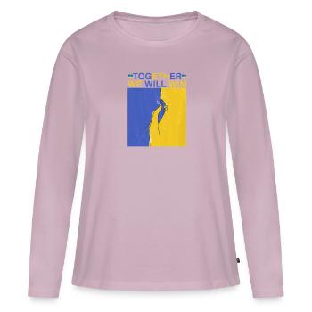 Ukraine - ensemble nous gagnerons - T-shirt manches longues Premium bio Femme - rose poudré - Devant - Julia (174cm)