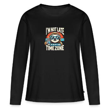 Sloth Time Zone – Always relaxed - Women's Premium Organic Long Sleeve Shirt - black - Front - Julia (174cm)
