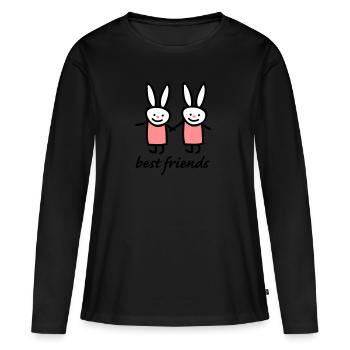 Beste Freunde Hasen - Frauen Premium Bio Langarmshirt - Schwarz - Vorne - Julia (174cm)