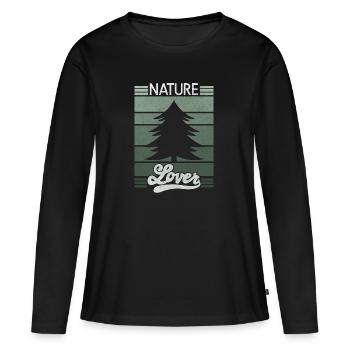 Natur Wander Spruch Nature Lover - Frauen Premium Bio Langarmshirt - Schwarz - Vorne - Julia (174cm)