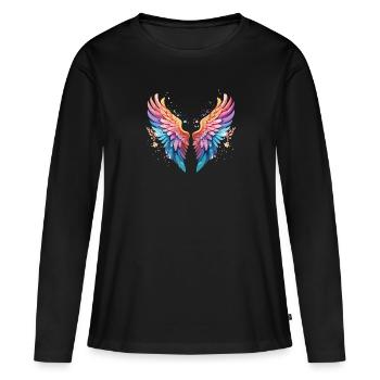 angelwings,engelsflügel,graffiti,malerei,bunt - Frauen Premium Bio Langarmshirt - Schwarz - Vorne - Julia (174cm)