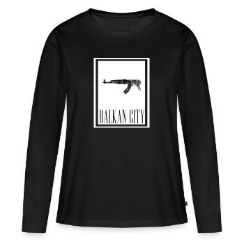 Balkan City - T-shirt manches longues Premium bio Femme - noir - Devant - Julia (174cm)
