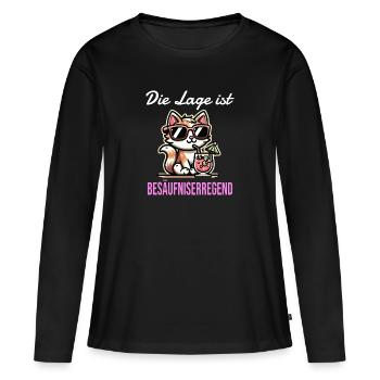 Die Lage ist BESÄUFNISSERREGEND - Frauen Premium Bio Langarmshirt - Schwarz - Vorne - Julia (174cm)
