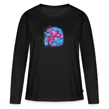 draggon bleu, glaucus bleu, escargot de mer bleu - T-shirt manches longues Premium bio Femme - noir - Devant - Julia (174cm)