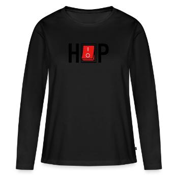 Hip Hop / ON-OFF - T-shirt manches longues Premium bio Femme - noir - Devant - Julia (174cm)